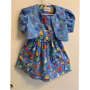Toddler Sailboat Dress and Jacket Size 2T